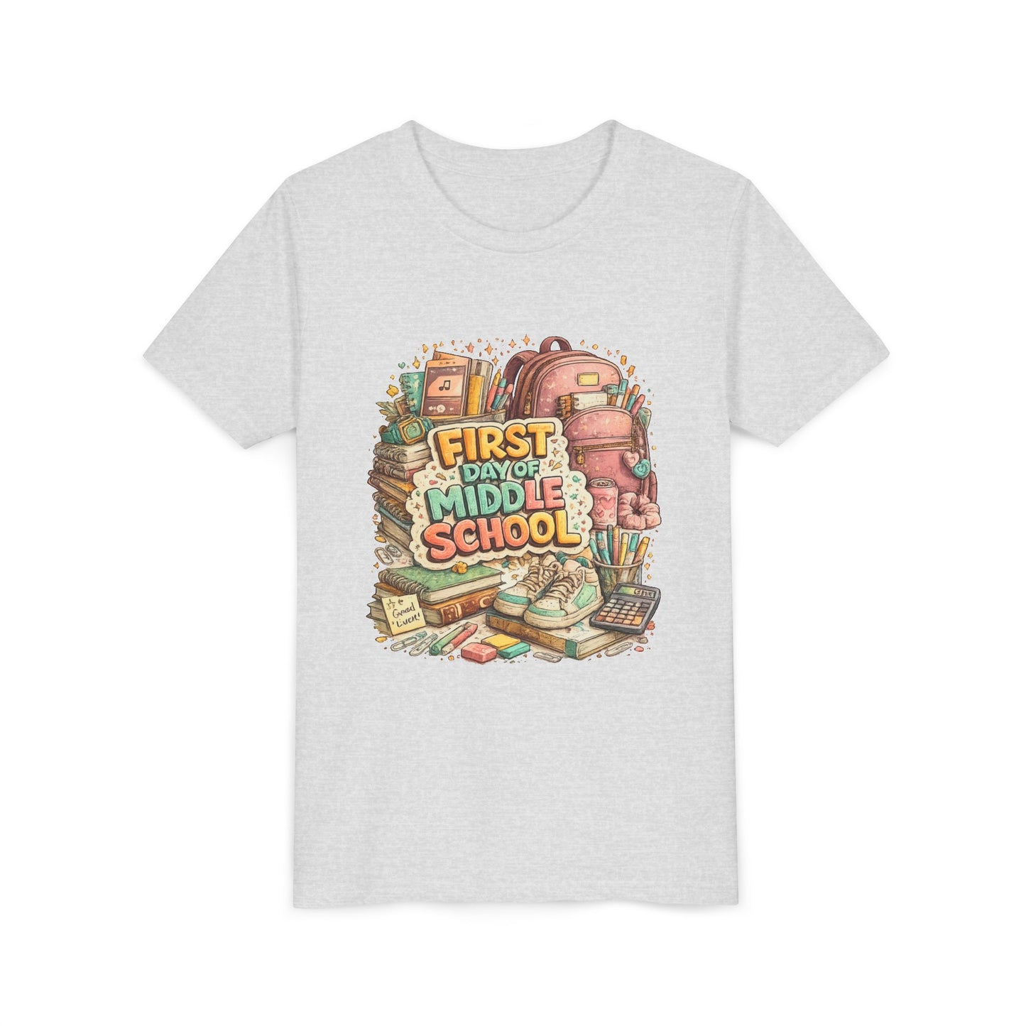 Youth Tee — "First Day of Middle School" Back-to-School Graphic Shirt