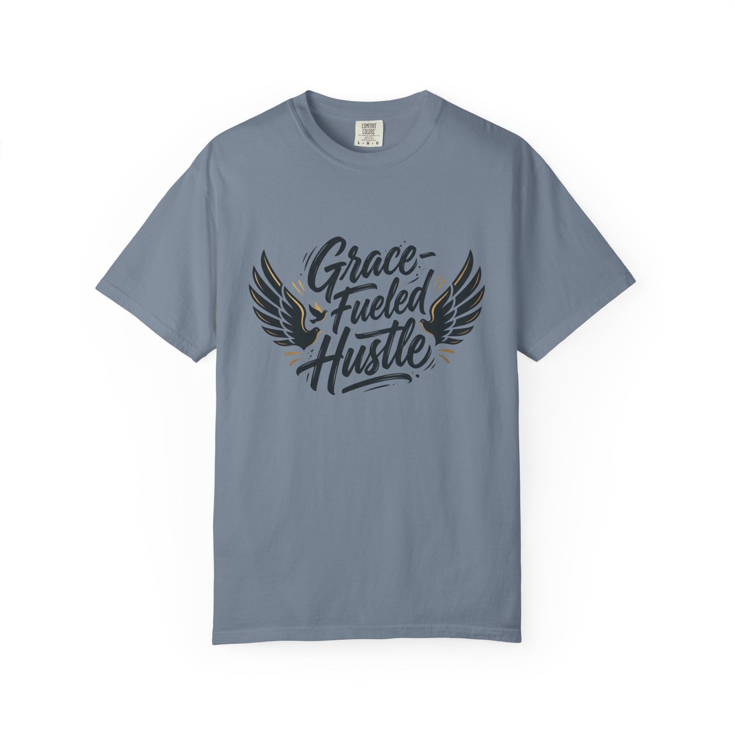 Grace-Fueled Hustle T-Shirt — Inspirational Christian Graphic Tee with Wings