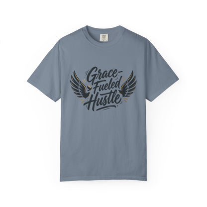 Grace-Fueled Hustle T-Shirt — Inspirational Christian Graphic Tee with Wings