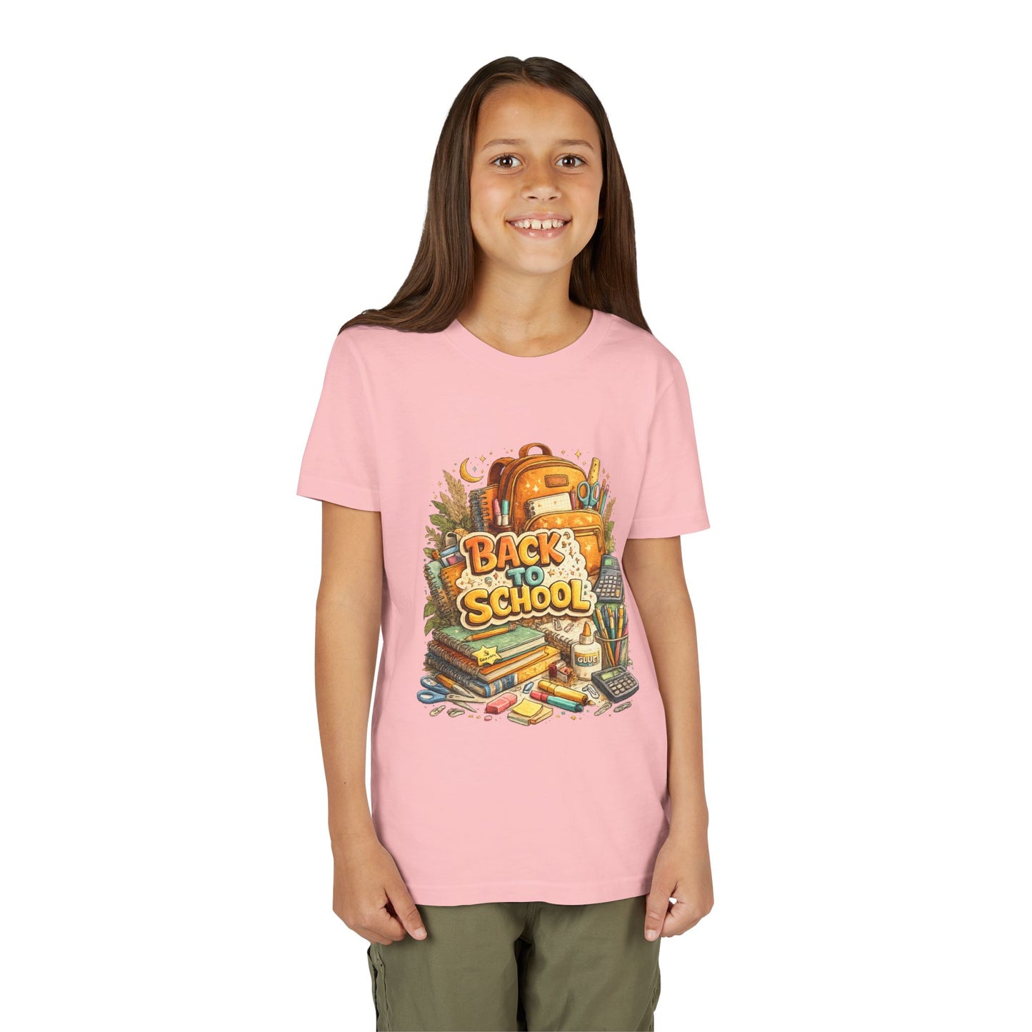 Youth Back to School Graphic Tee — 'Back to School' Backpack & Supplies Design