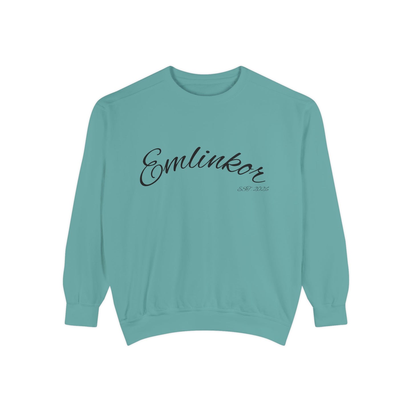 Emlinkor Script Sweatshirt - Casual White Pullover with Cursive Logo