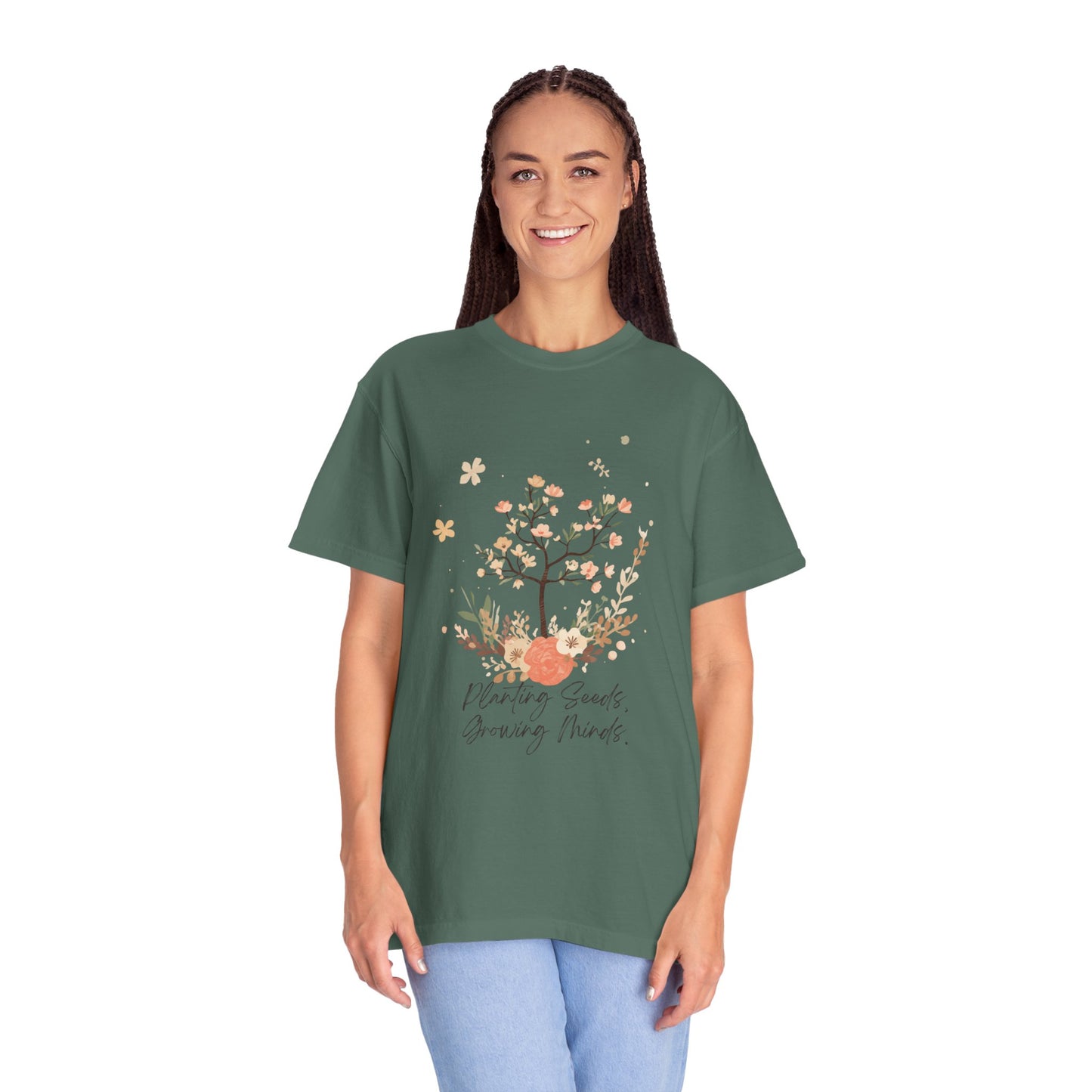 Floral Tree Tee — "Planting Seeds, Growing Hearts" Graphic T-Shirt
