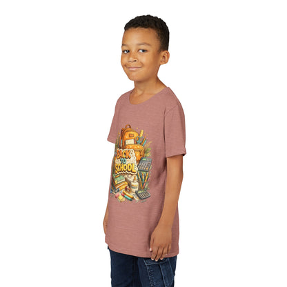 Youth Back to School Graphic Tee — 'Back to School' Backpack & Supplies Design