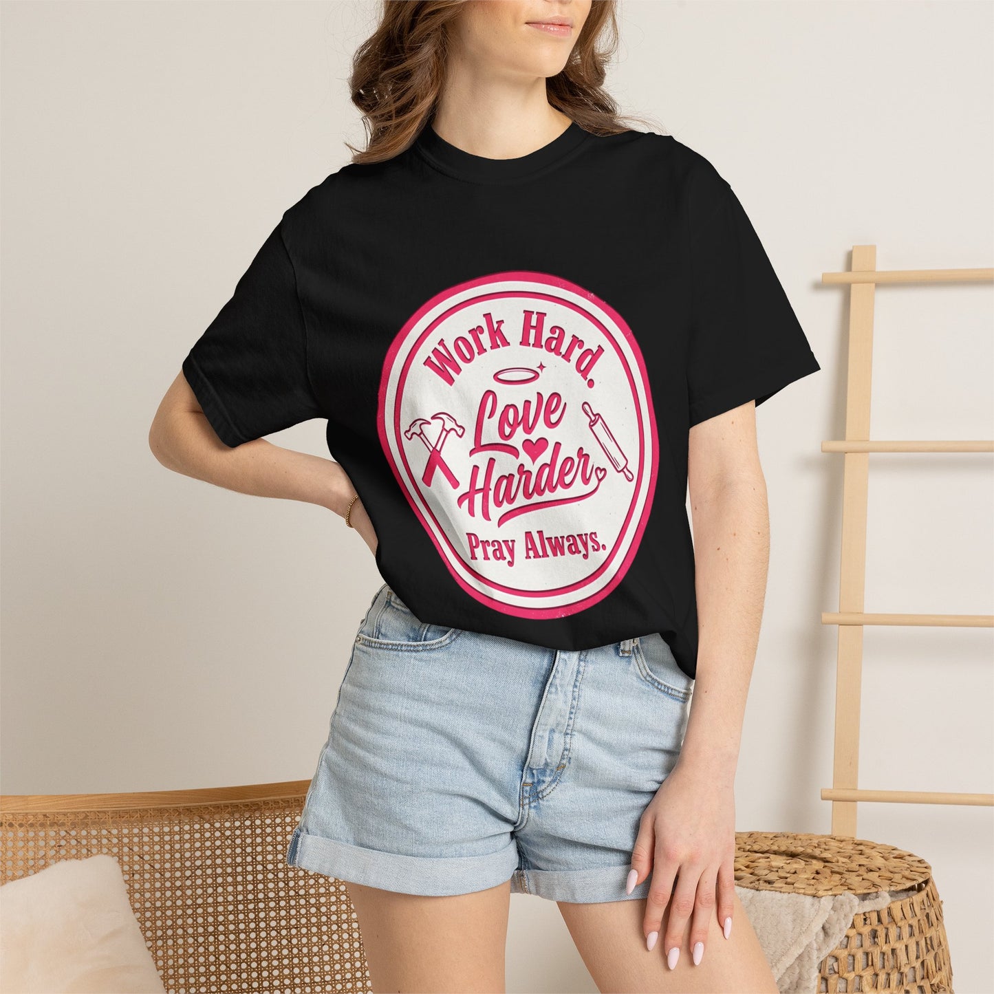 Work Hard, Love Harder Graphic T-Shirt — Pray Always Inspirational Tee