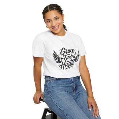 Grace-Fueled Hustle T-Shirt — Inspirational Christian Graphic Tee with Wings
