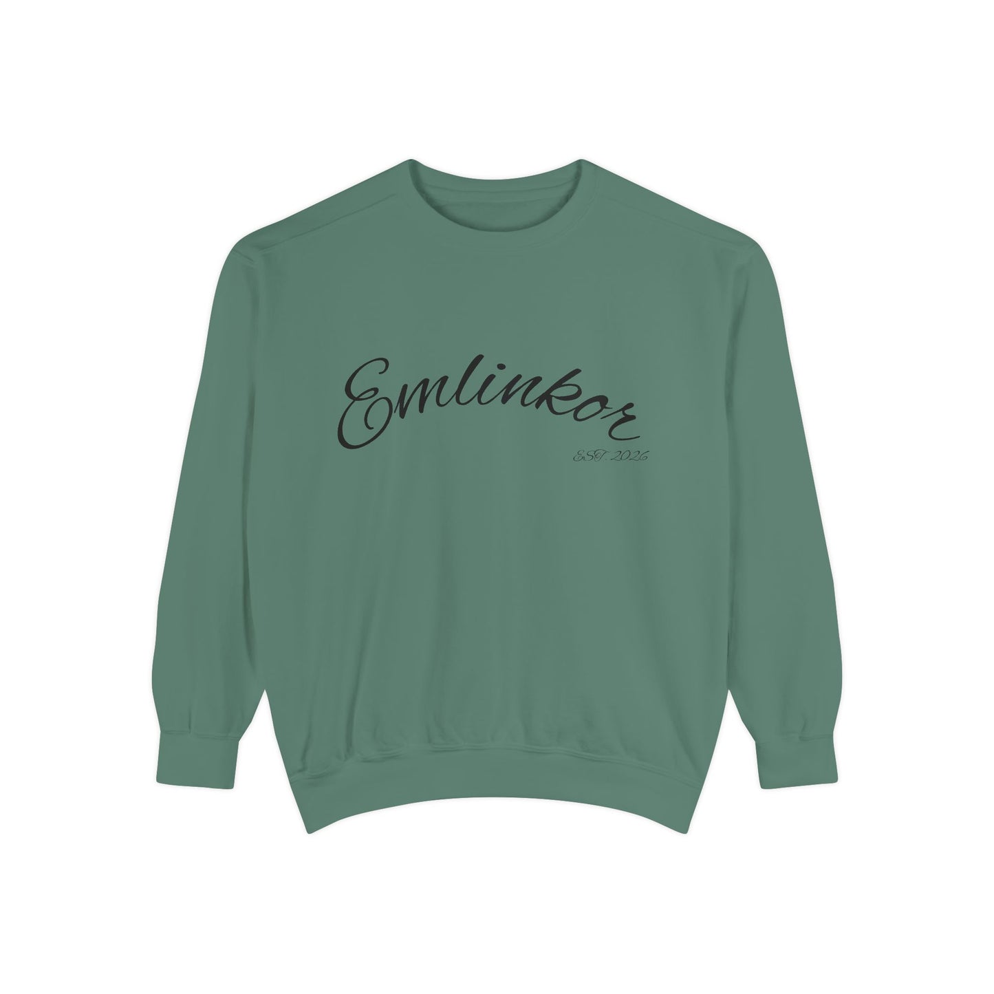Emlinkor Script Sweatshirt - Casual White Pullover with Cursive Logo