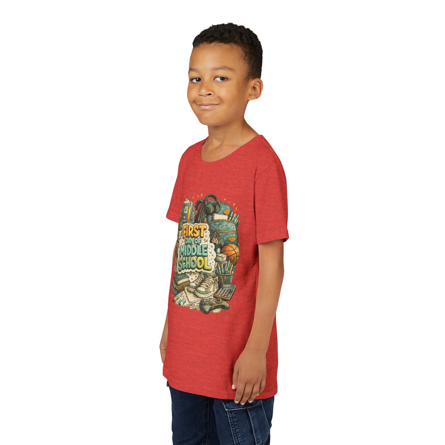 Youth Tee — "First Day of Middle School" Back-to-School Graphic Shirt