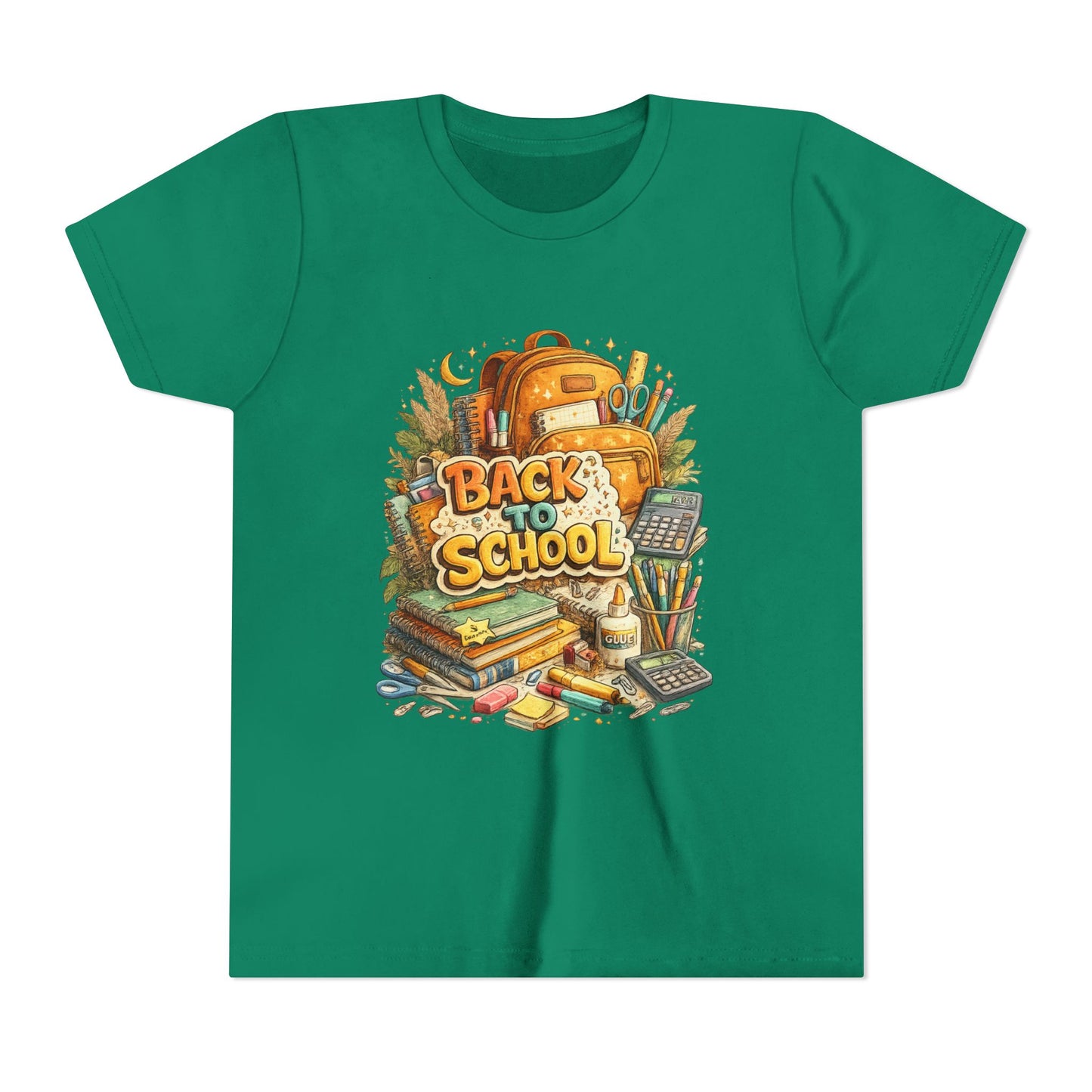 Youth Back to School Graphic Tee — 'Back to School' Backpack & Supplies Design