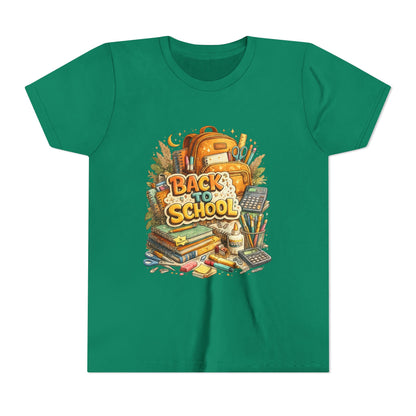 Youth Back to School Graphic Tee — 'Back to School' Backpack & Supplies Design
