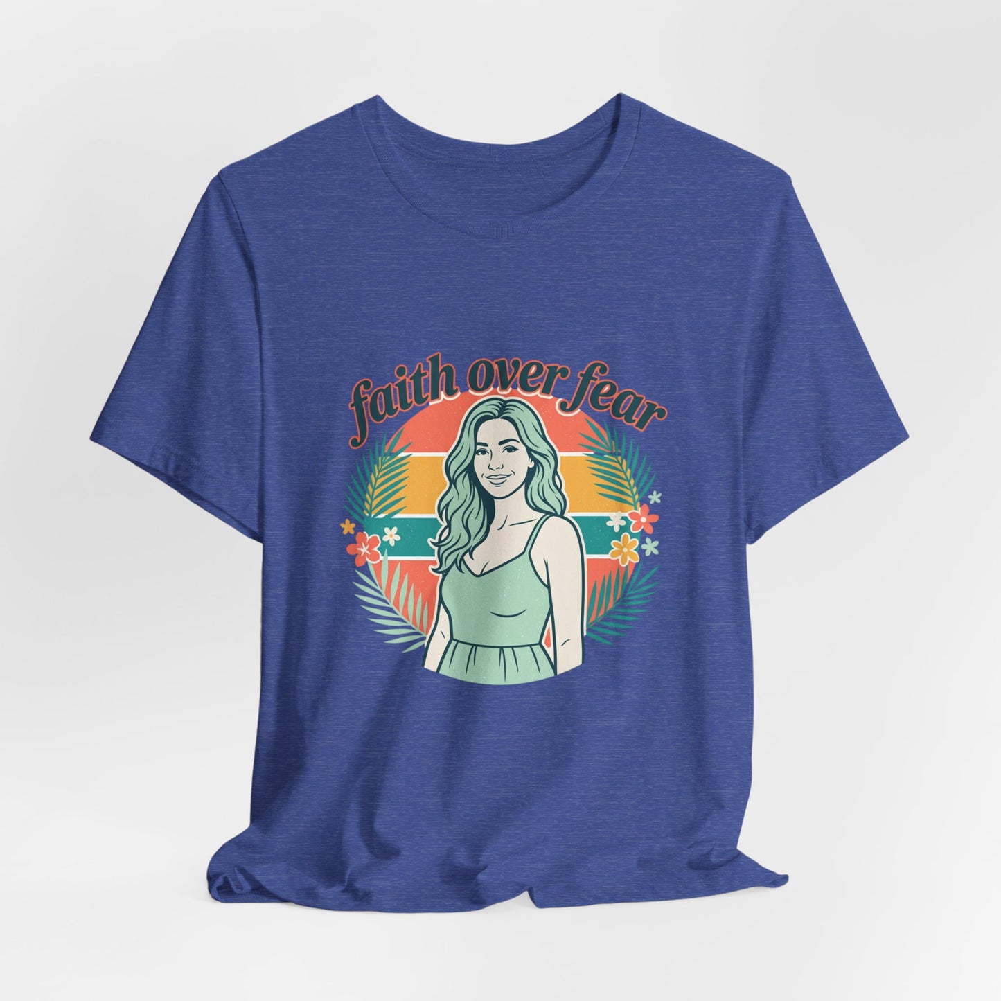 Faith Over Fear Graphic Tee — Retro Floral Christian T-Shirt