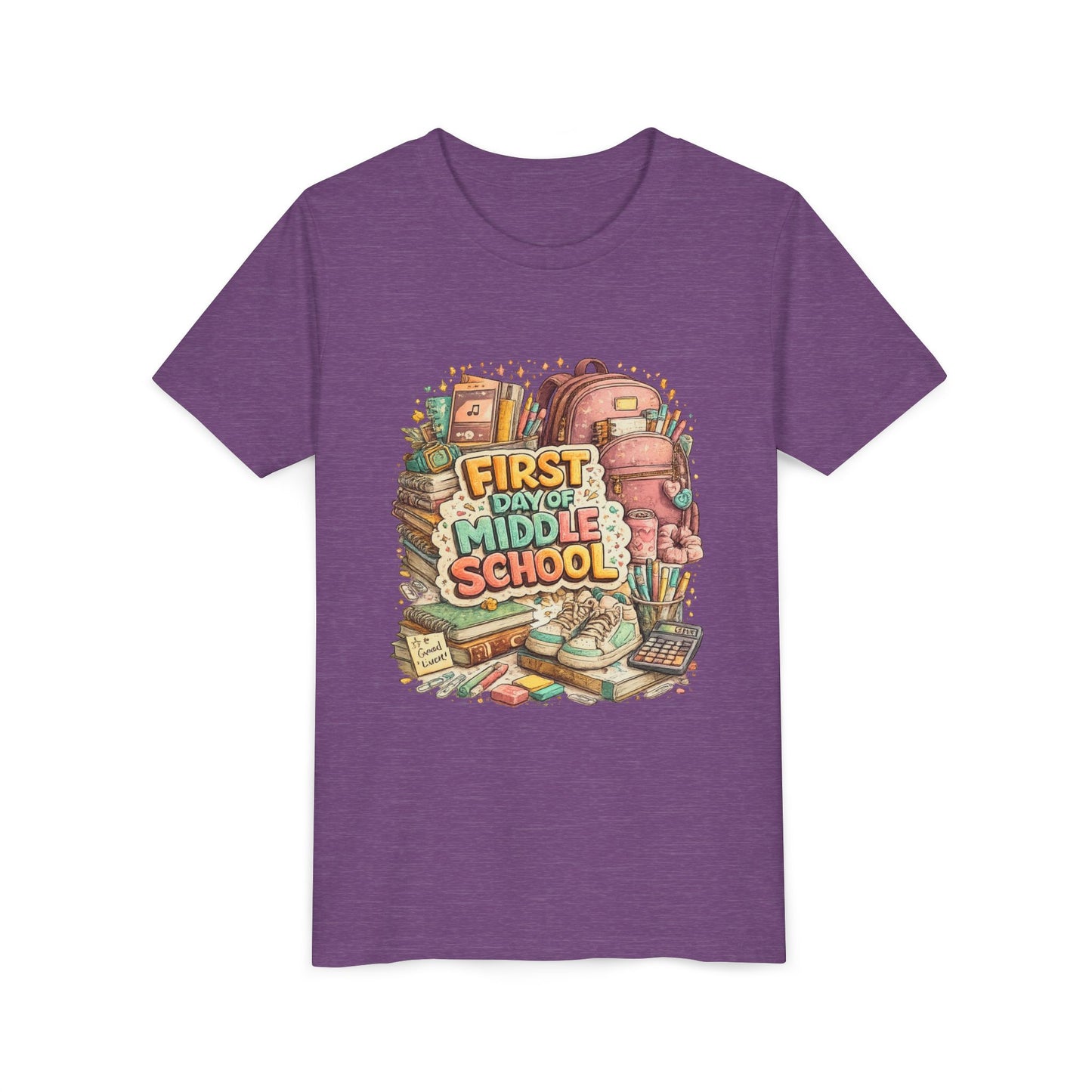 Youth Tee — "First Day of Middle School" Back-to-School Graphic Shirt