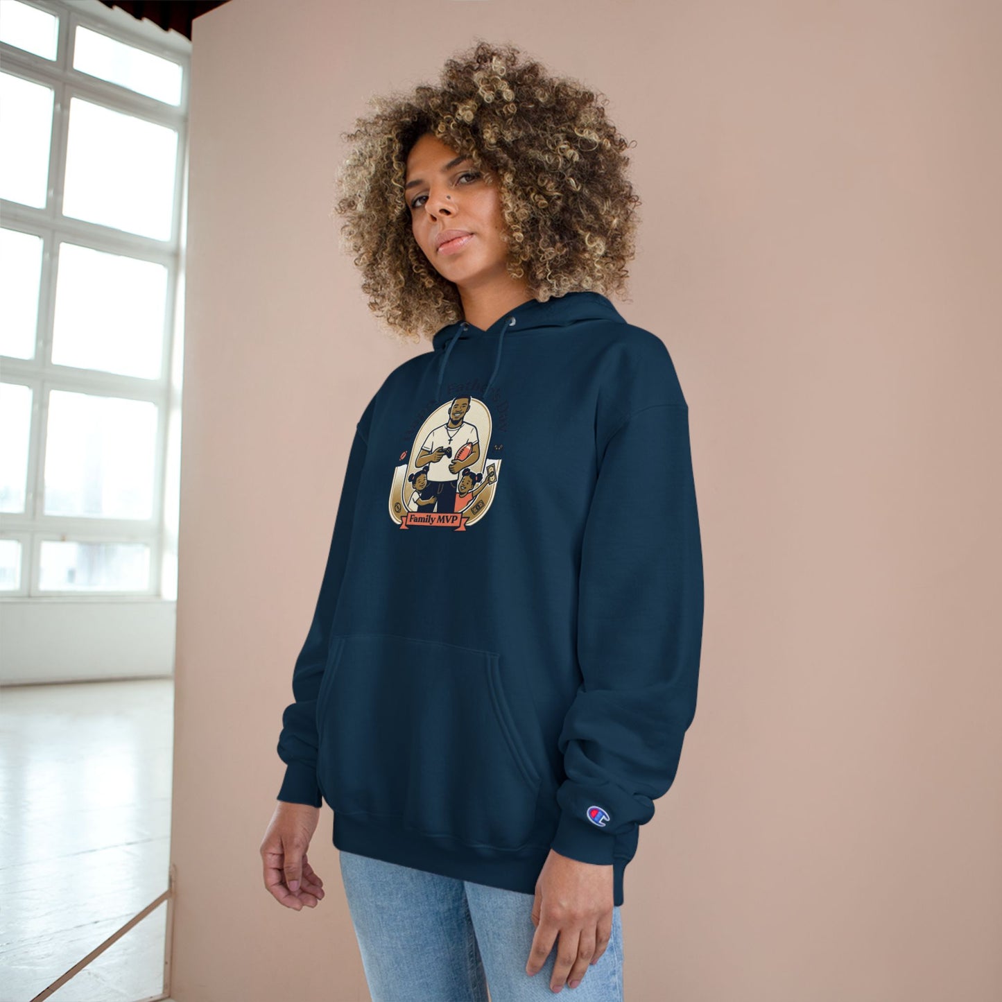 Father’s Day Champion Hoodie — “Happy Father’s Day” Retro Dad Graphic
