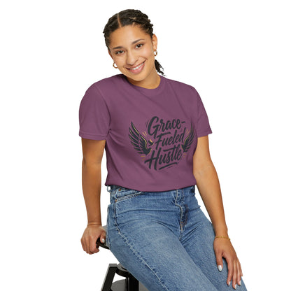 Grace-Fueled Hustle T-Shirt — Inspirational Christian Graphic Tee with Wings