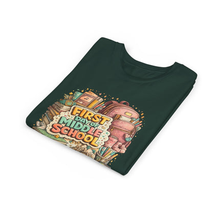 Youth Tee — "First Day of Middle School" Back-to-School Graphic Shirt