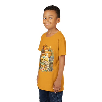 Youth Back to School Graphic Tee — 'Back to School' Backpack & Supplies Design