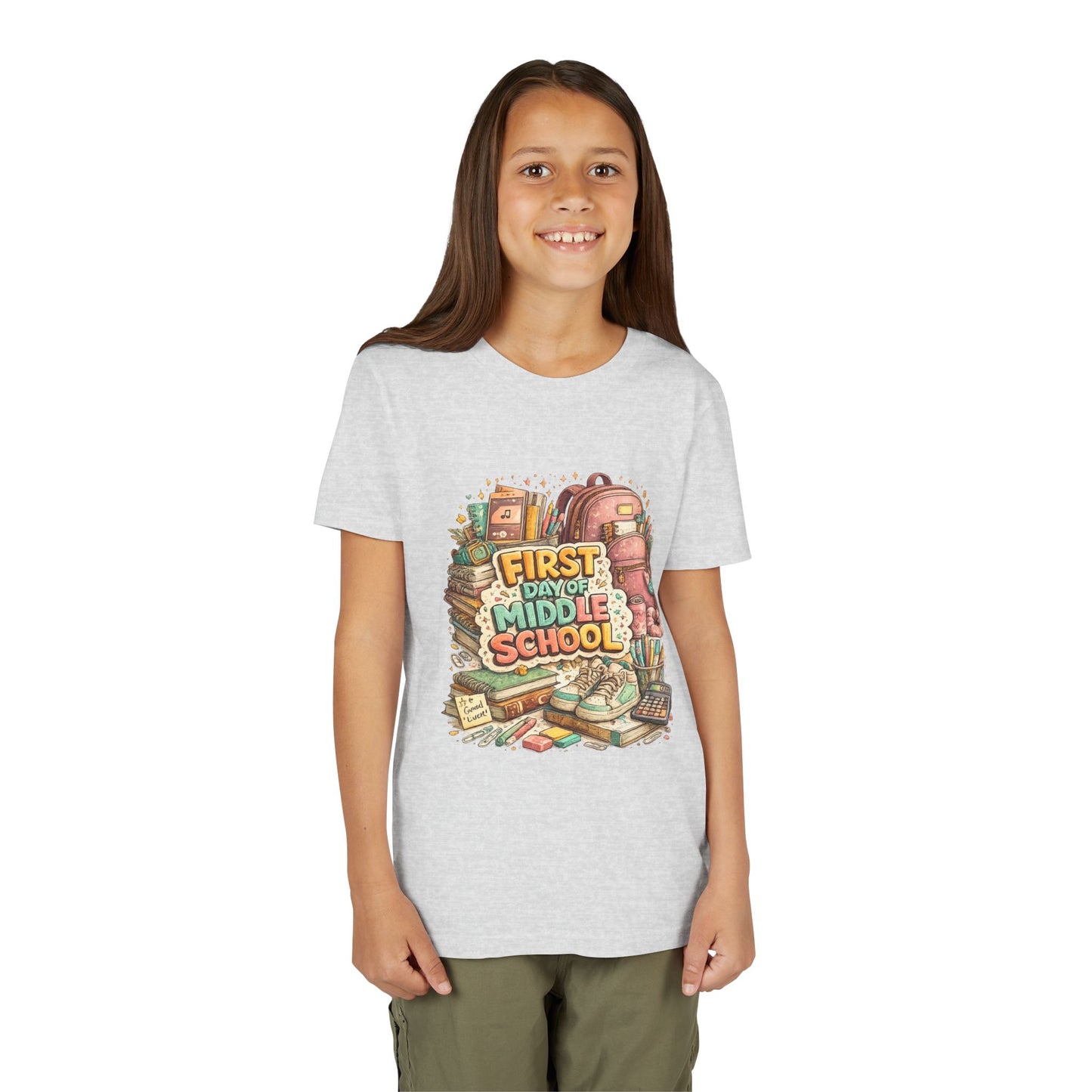 Youth Tee — "First Day of Middle School" Back-to-School Graphic Shirt