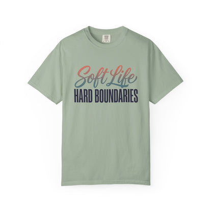 Soft Life, Hard Boundaries T-Shirt — Feminine Script Empowerment Tee