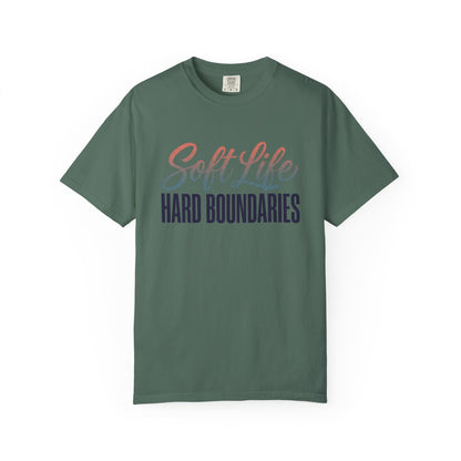 Soft Life, Hard Boundaries T-Shirt — Feminine Script Empowerment Tee
