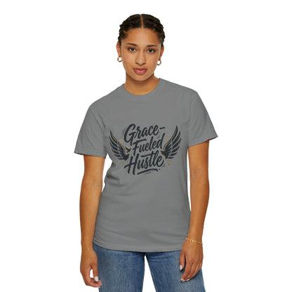 Grace-Fueled Hustle T-Shirt — Inspirational Christian Graphic Tee with Wings