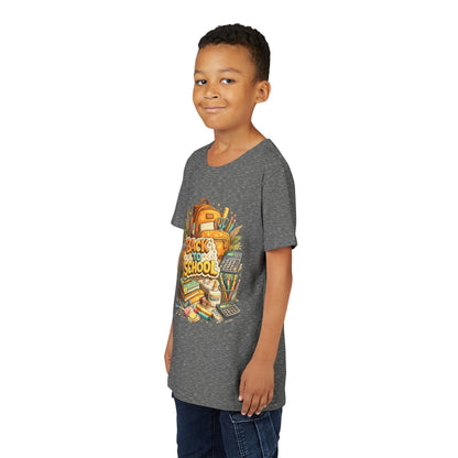 Youth Back to School Graphic Tee — 'Back to School' Backpack & Supplies Design