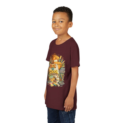 Youth Back to School Graphic Tee — 'Back to School' Backpack & Supplies Design