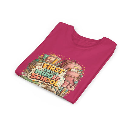 Youth Tee — "First Day of Middle School" Back-to-School Graphic Shirt