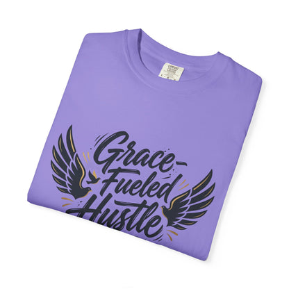 Grace-Fueled Hustle T-Shirt — Inspirational Christian Graphic Tee with Wings