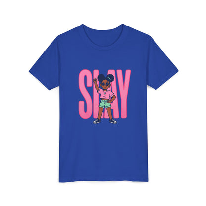 Youth Tee — 'STAY' Girl Graphic Kids T‑Shirt