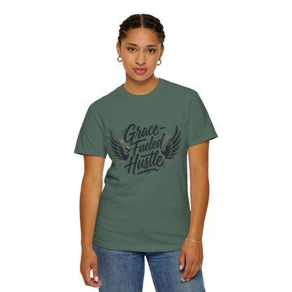 Grace-Fueled Hustle T-Shirt — Inspirational Christian Graphic Tee with Wings