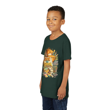 Youth Back to School Graphic Tee — 'Back to School' Backpack & Supplies Design