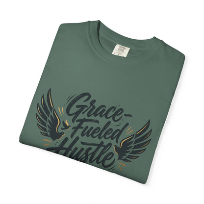 Grace-Fueled Hustle T-Shirt — Inspirational Christian Graphic Tee with Wings