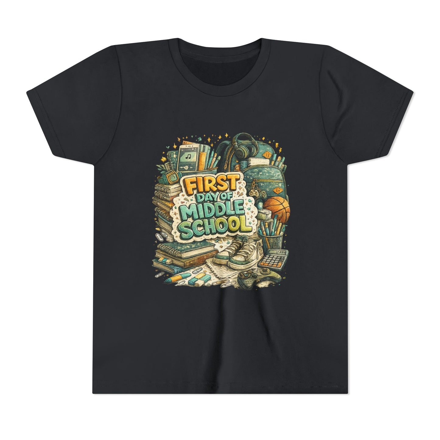 Youth Tee — "First Day of Middle School" Back-to-School Graphic Shirt