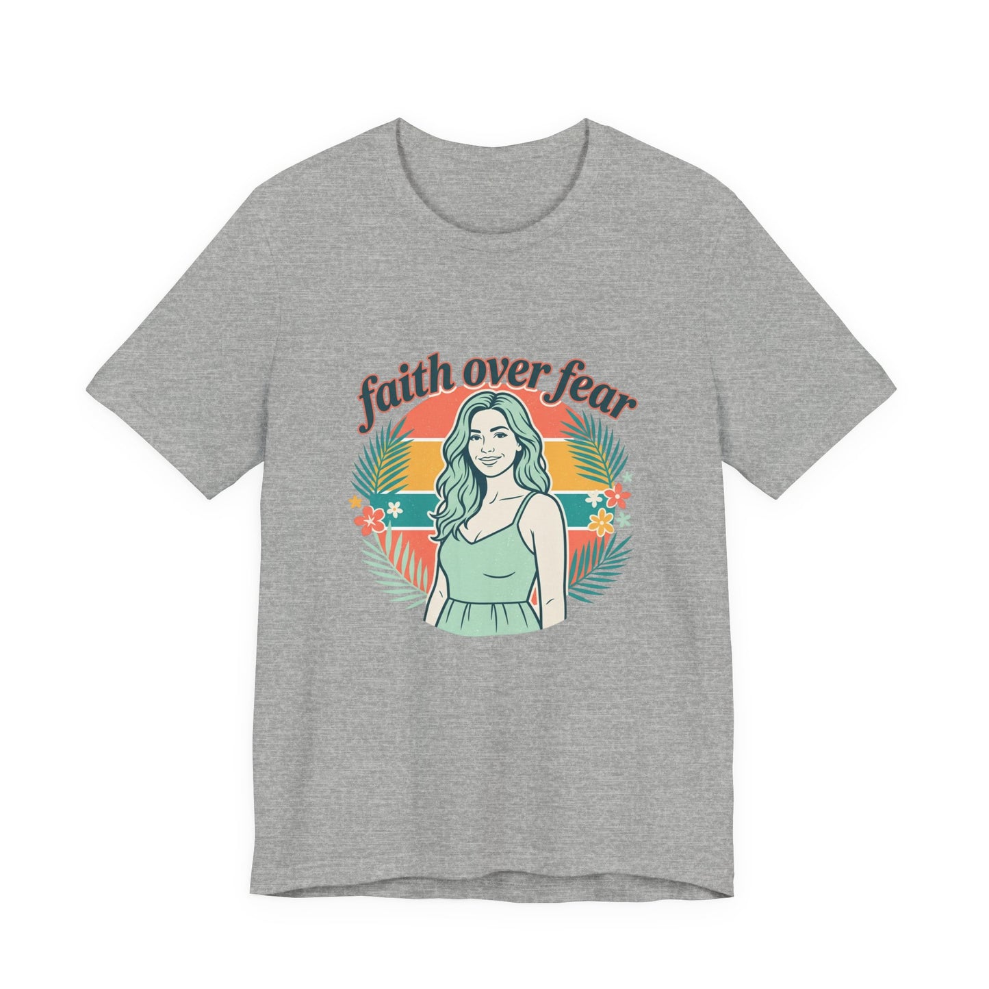 Faith Over Fear Graphic Tee — Retro Floral Christian T-Shirt